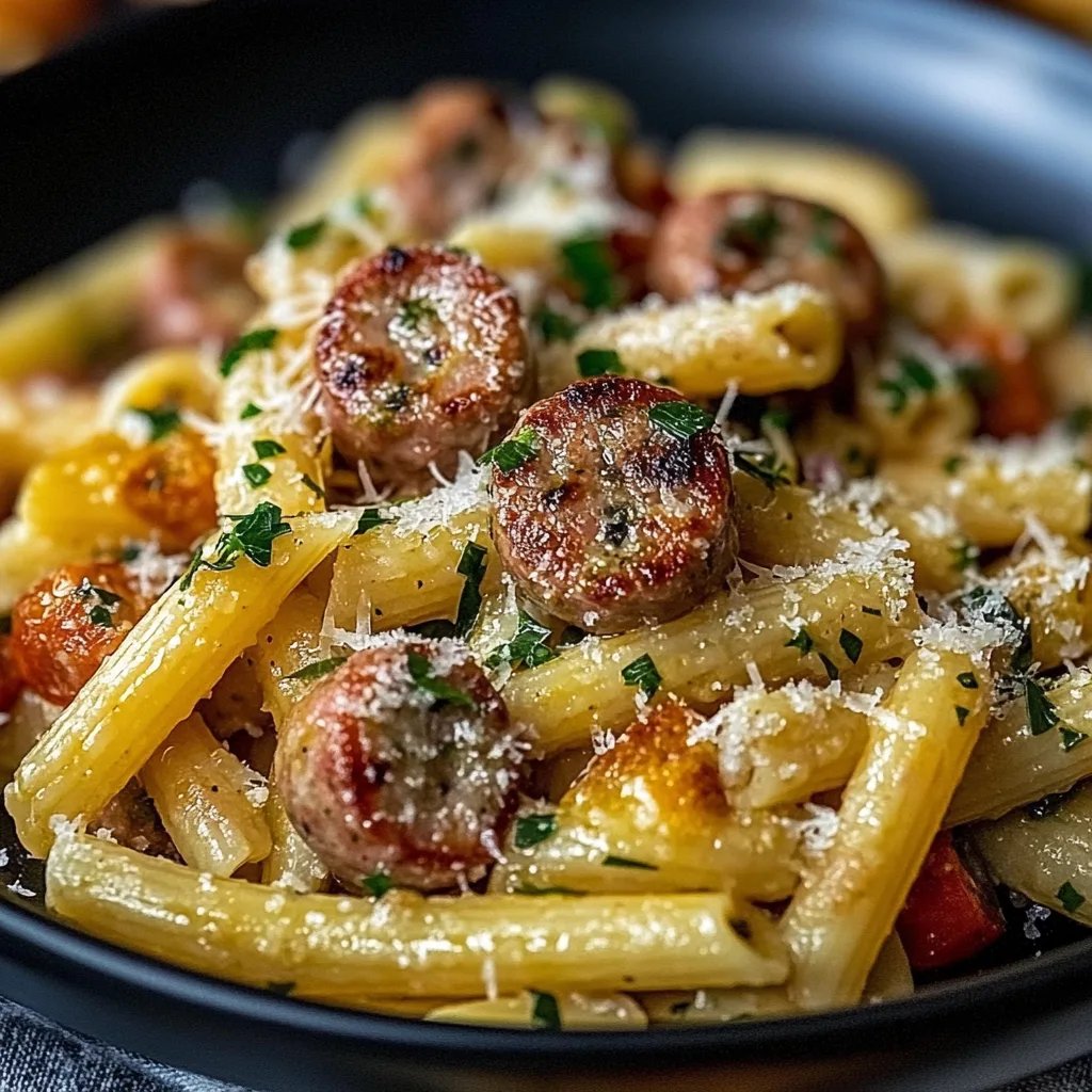 Pasta mit Hähnchenwurst und Gartengemüse