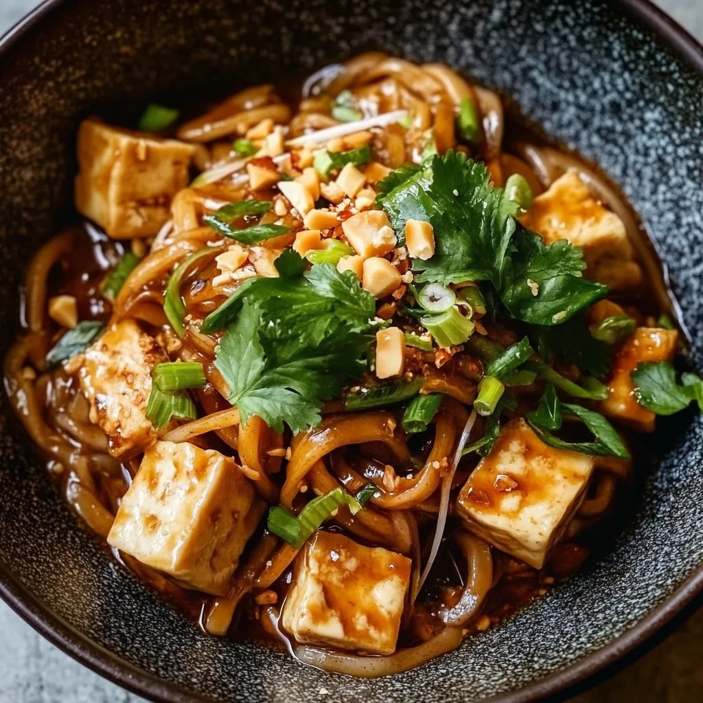 Thailändische Erdnuss-Tofu-Nudeln