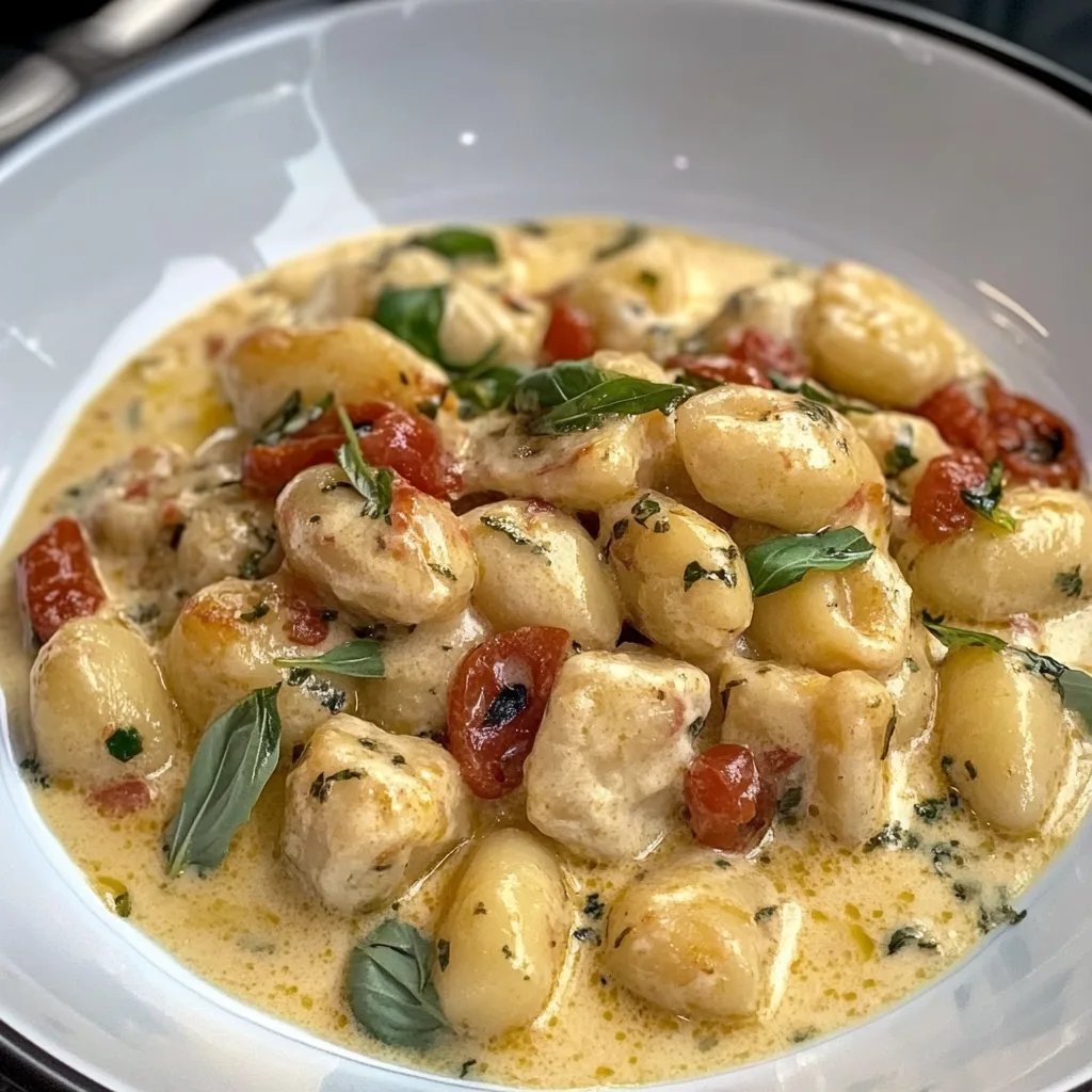 Cremiges Hühnchen mit Gnocchi