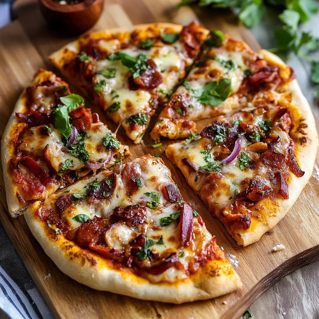Käse-BBQ-Hähnchenpizza
